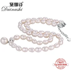 Dainashi Classic 6-7mm 925 Sterling Silver natural freshwater pearl necklace jewelry for women gifts pearl pendant