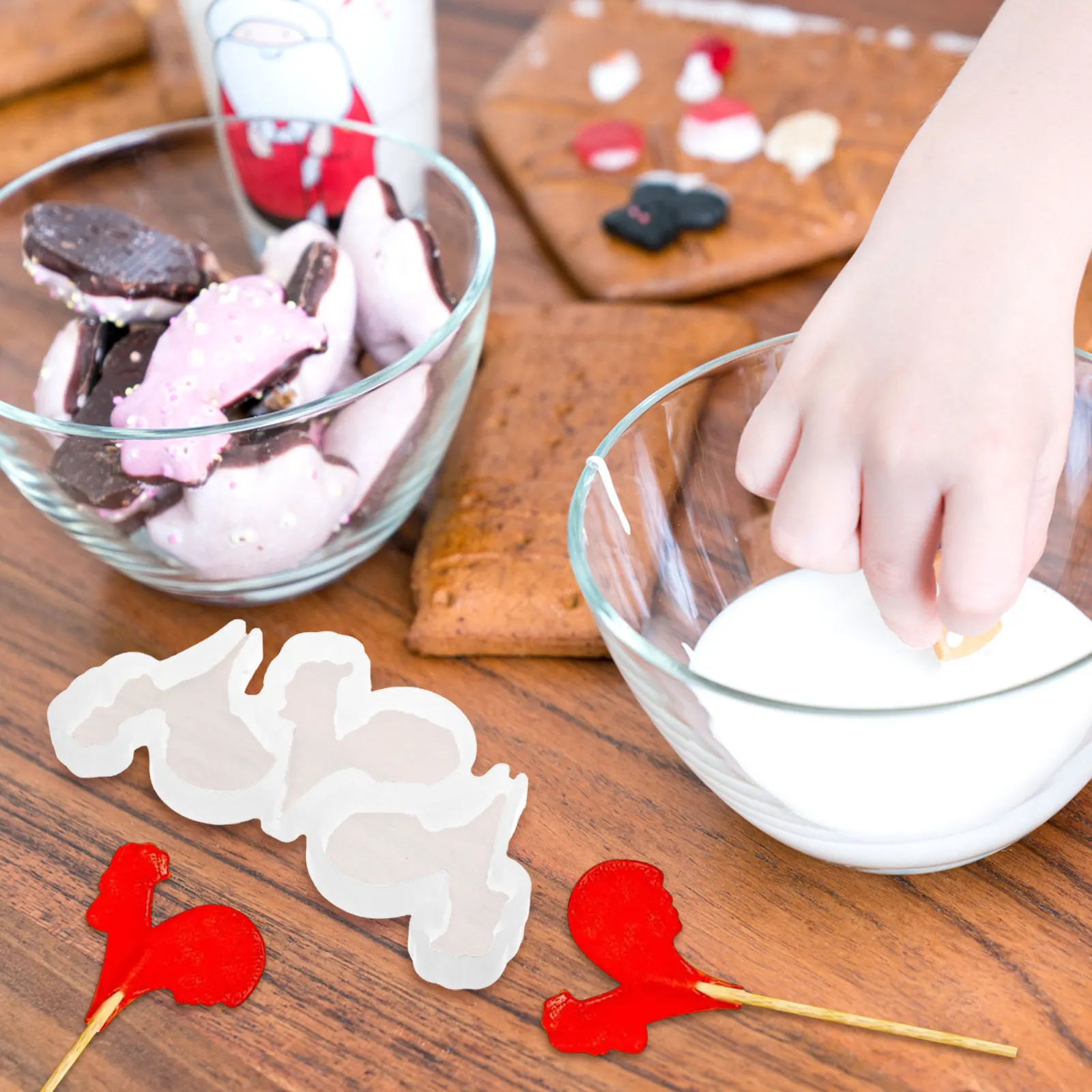 2Pcs Silicone Chocolate Mold Rooster Shape Multi-Purpose DIY Candy Chocolate Lollipops Resin Cake Decorating Mold