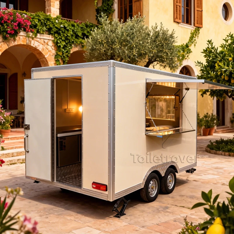 

Vintage Food Truck Outdoor Street Fast Food Trailers Fully Equipped Mobile Food Truck Trailer for Outdoor Catering Events