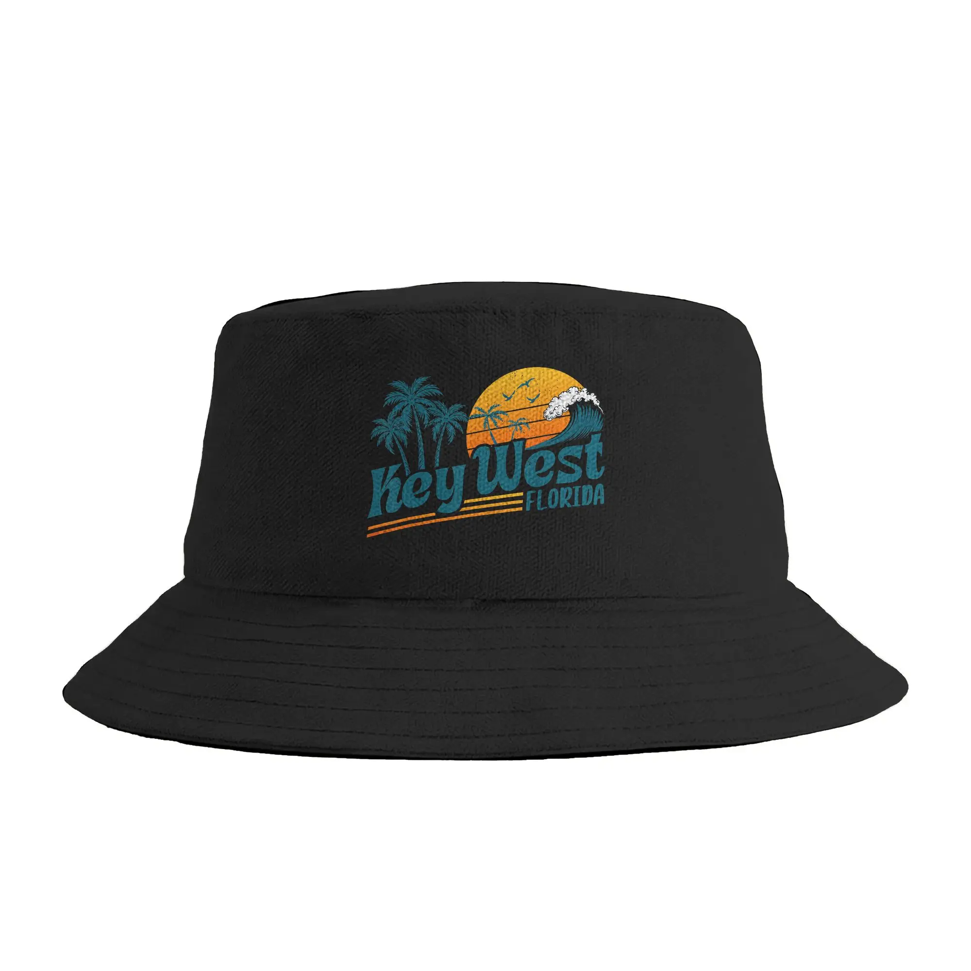 Vintage Key West Florida Beach Summer Vacation Bucket Hat For Unisex  Fisherman Hats Korean Travel Hiking Caps Soft Fold Sun Hat