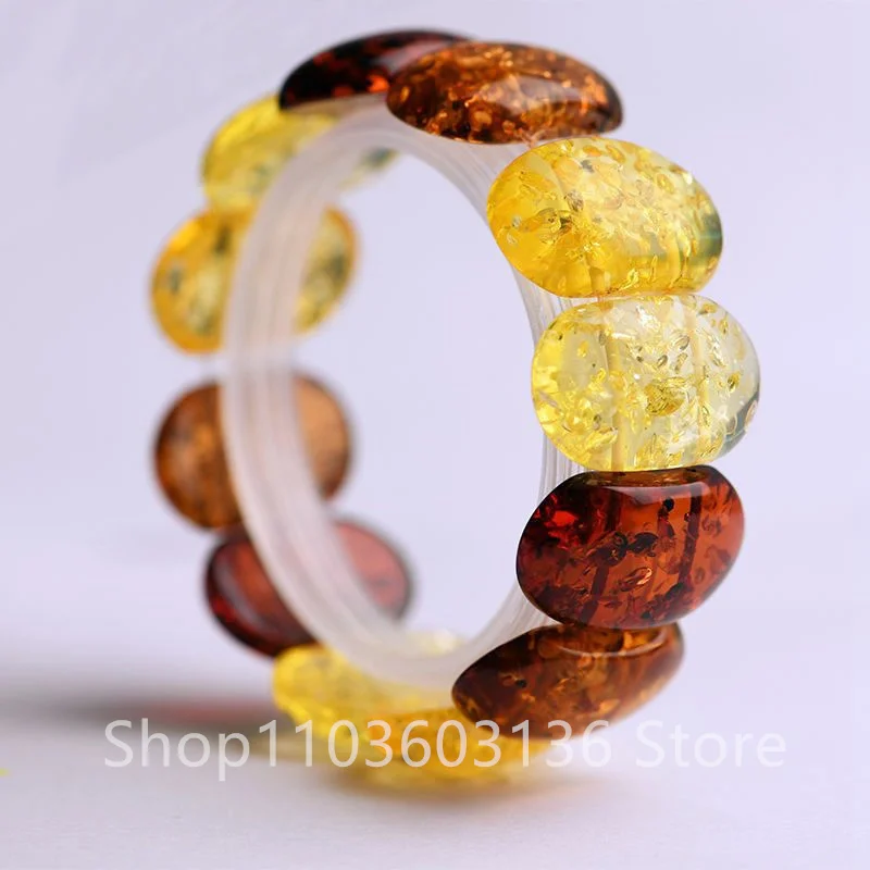 Certificate Baltic Sea Natural Amber Beeswax Bracelet For Women Elastic Adjustable Wheel Spacer Conformable Amber Bracelet