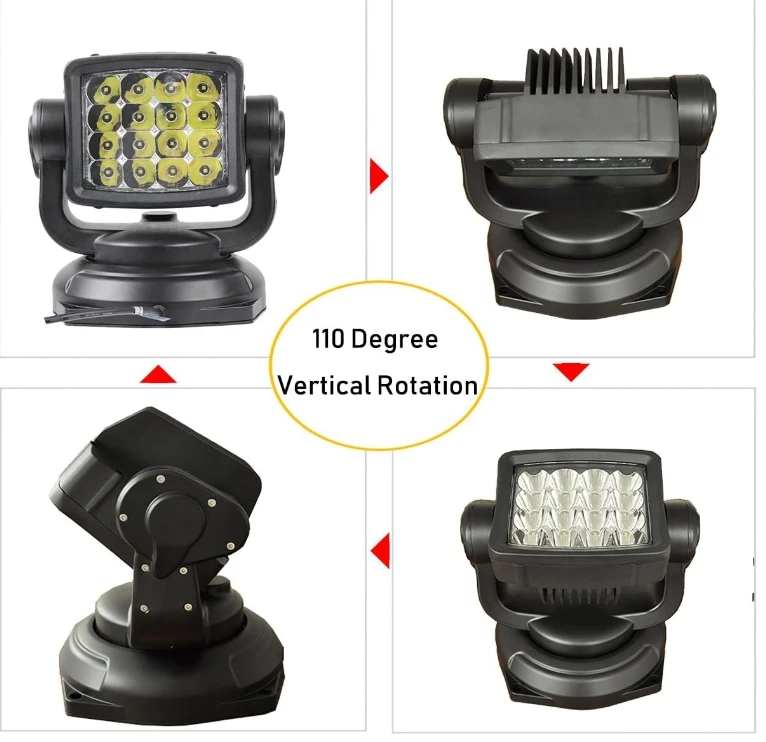 Off-road LED Spotlight Head Light, Wireless Remote-Controlled,Spot Beam For Trucks & Boats, Corrosion & Vibration Resistant