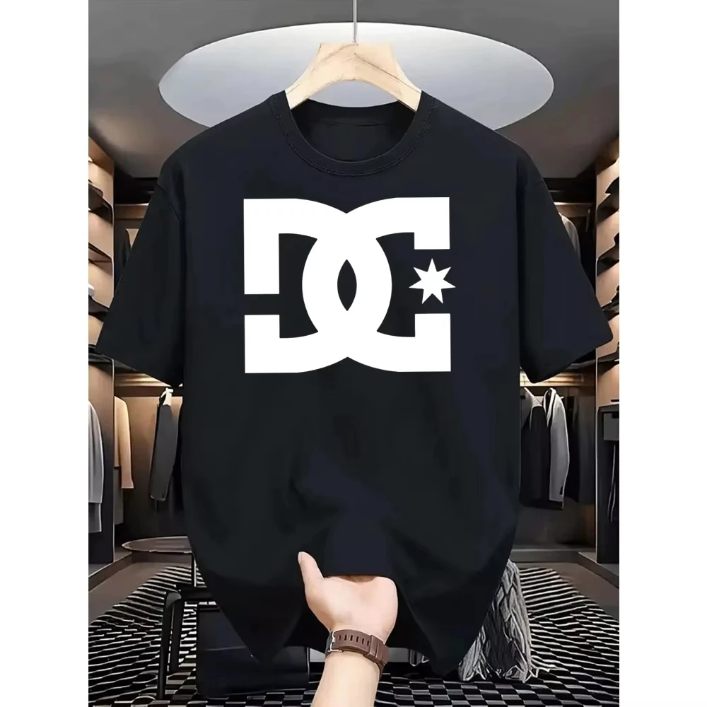2026 Unisex Summer Short Sleeve Tee Bold Geometric Symbol Star Print Crew Neck T Shirt Loose Streetwear Tops