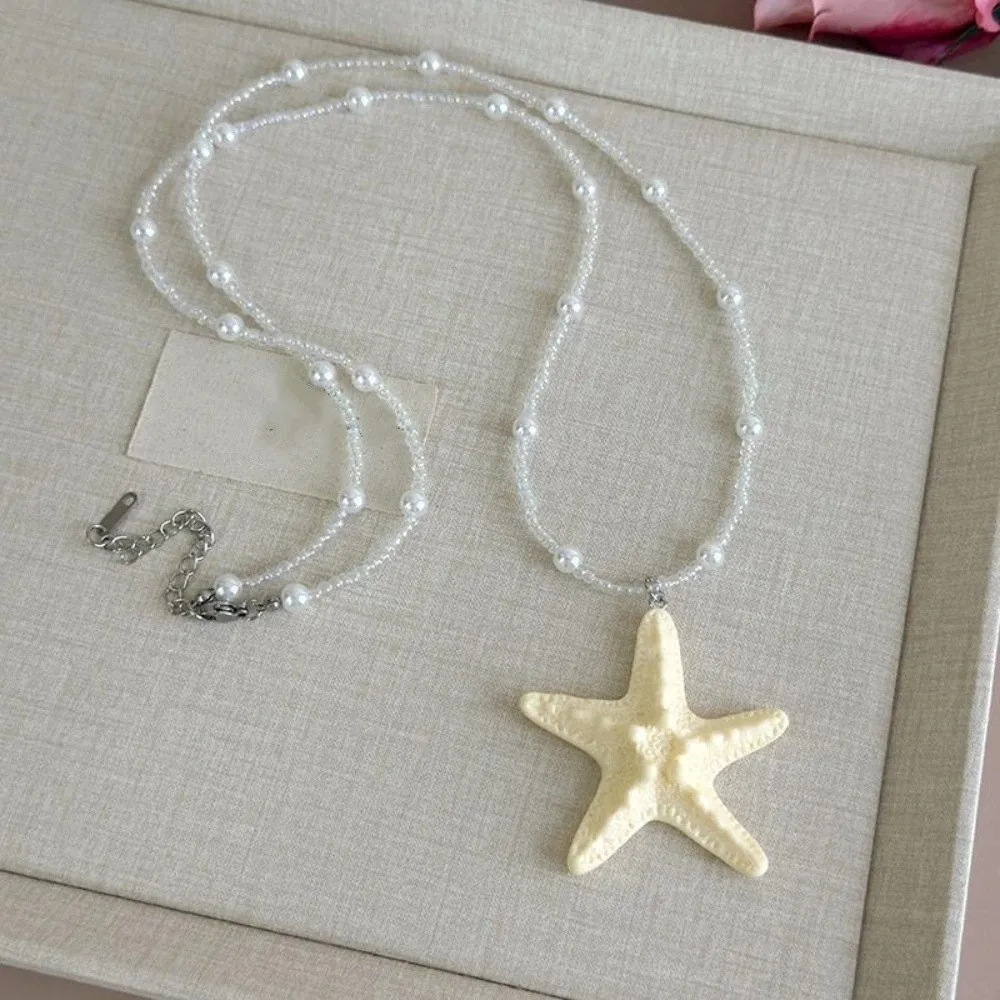 Colorful Bohemian Starfish Beaded Necklace for Summer Beach Style