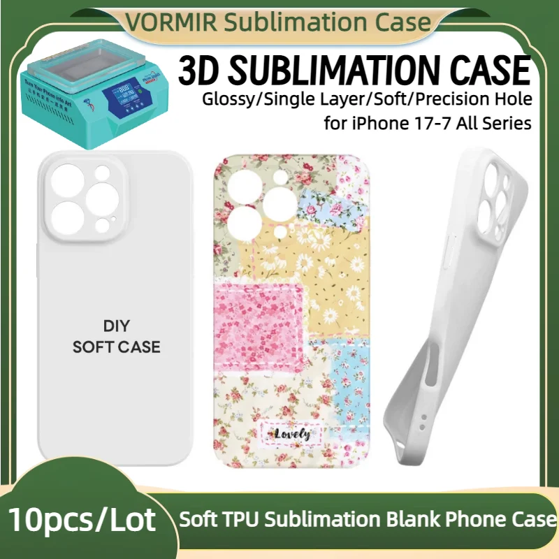 

VORMIR 10pcs Soft TPU Phone Cases for 3D Sublimation Machine DIY Single Cover for iPhone 17 16 15 14 13 12 11 X XS XR 8 7 Series