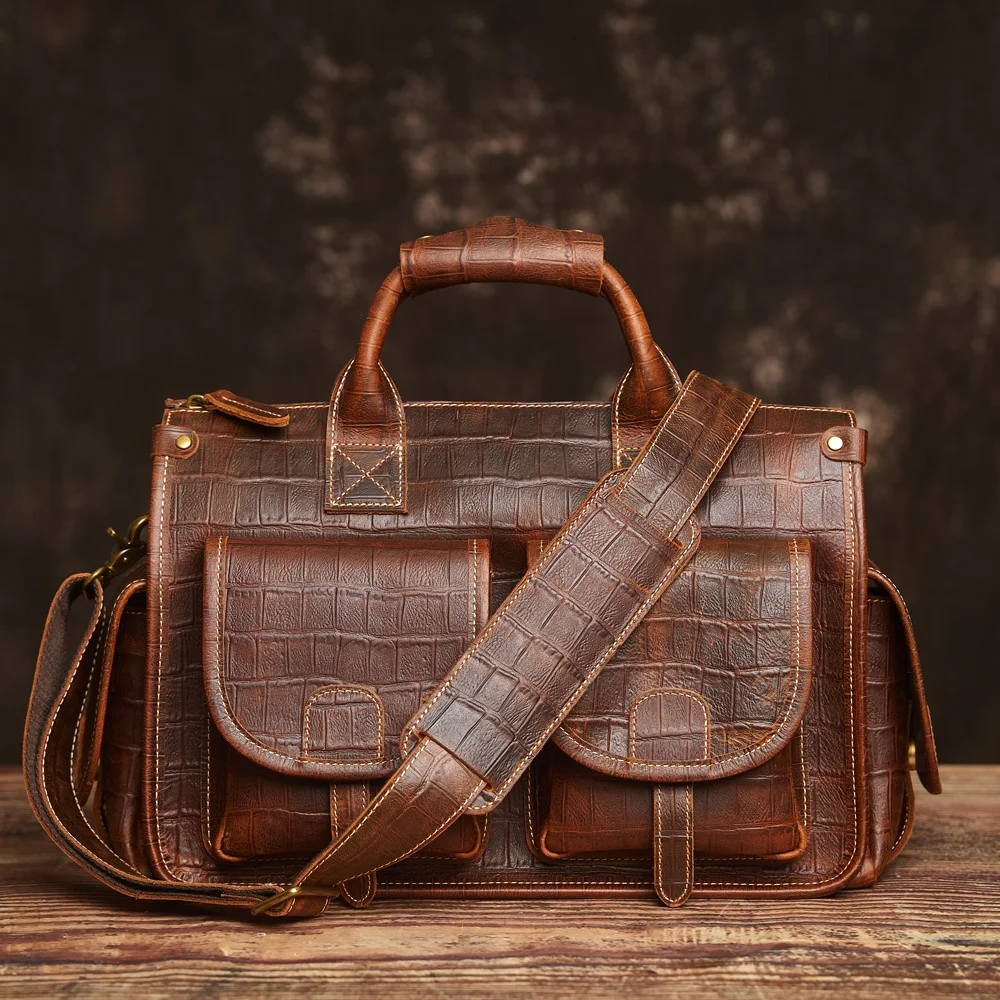 Nupugoo Vintage Echt leder Herren Aktentasche Umhängetasche verrückte Pferd Leder Handtasche mit 16-Zoll-Laptop – Detail 38