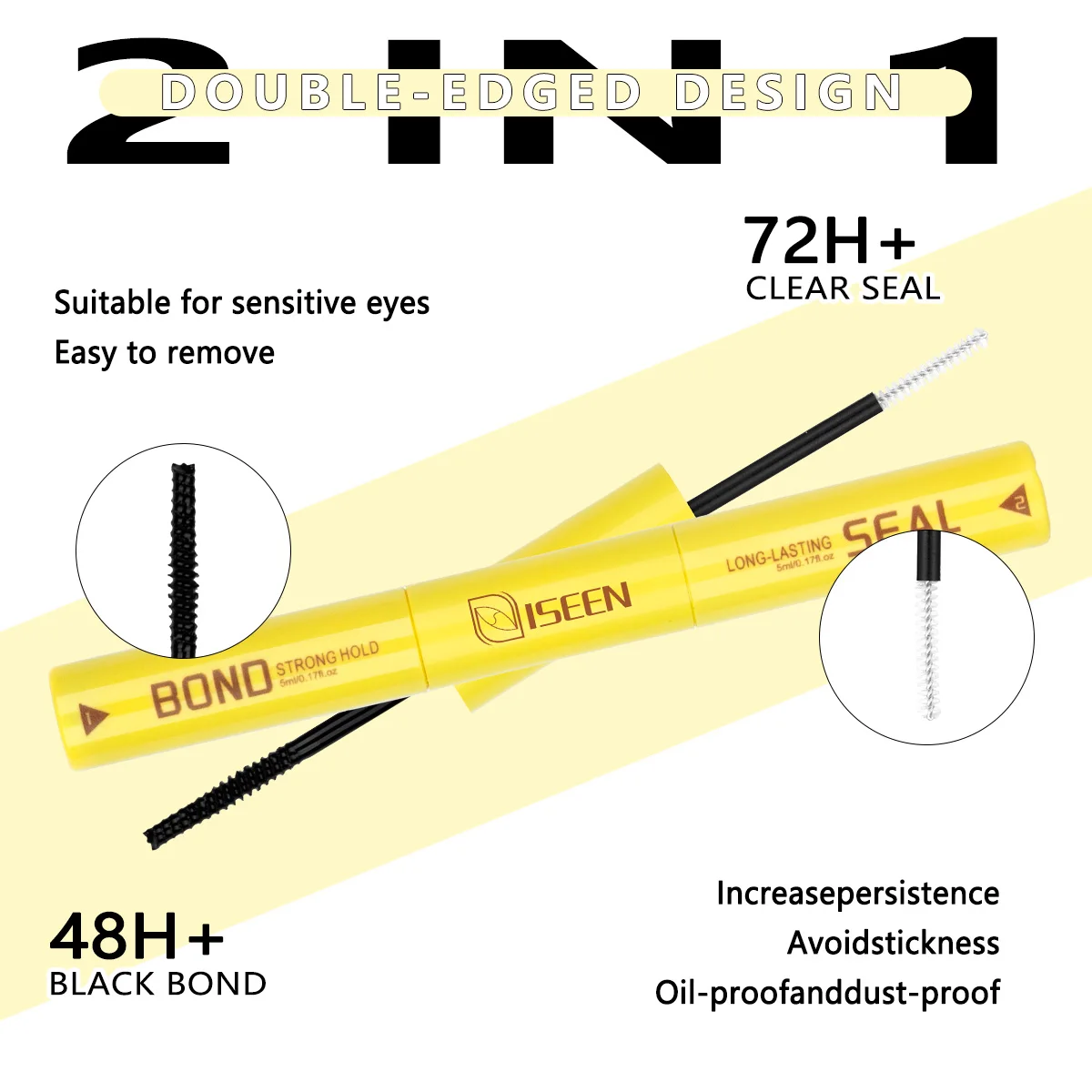 1/2/3/5pcs Lash Bond and Seal Glue 2 in 1 for Cluster Lashes Super Strong Hold Waterproof Eyelashes Makeup Tools Use at Home