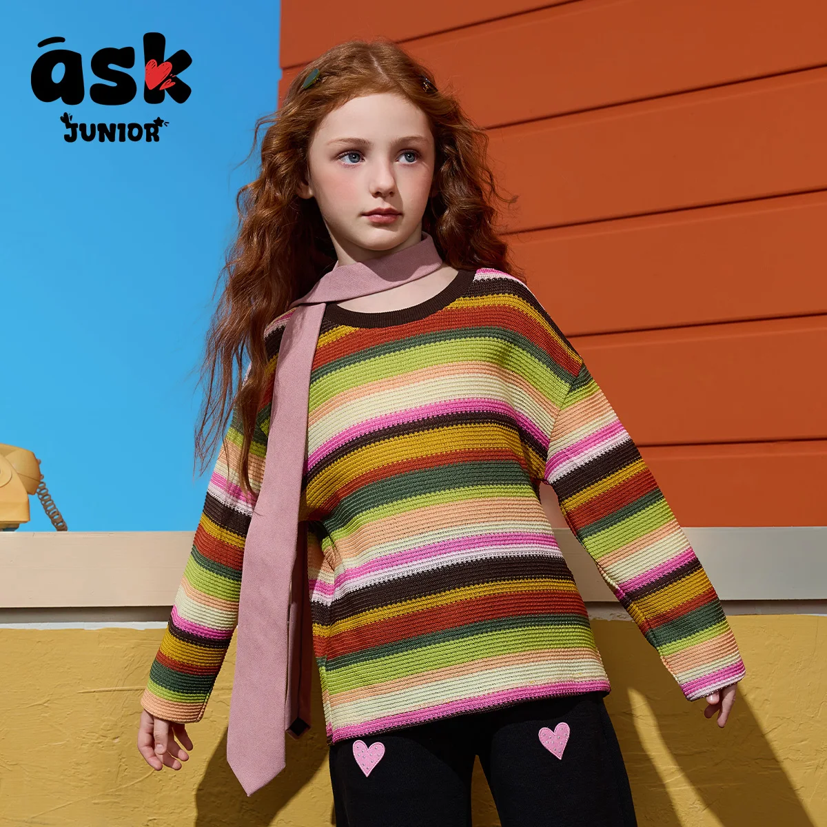 تي شيرت مجوف بأكمام طويلة وأكمام طويلة ورقبة دائرية للفتيات الصغيرات بألوان متباينة #5