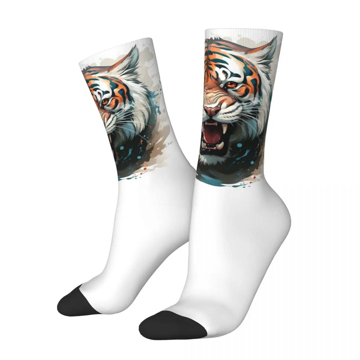 Cool Animals, Lions, Tigers, Gorillas 14 cosy Unisex Socks,Outdoor Happy 3D printing Socks,Street Style Crazy Sock