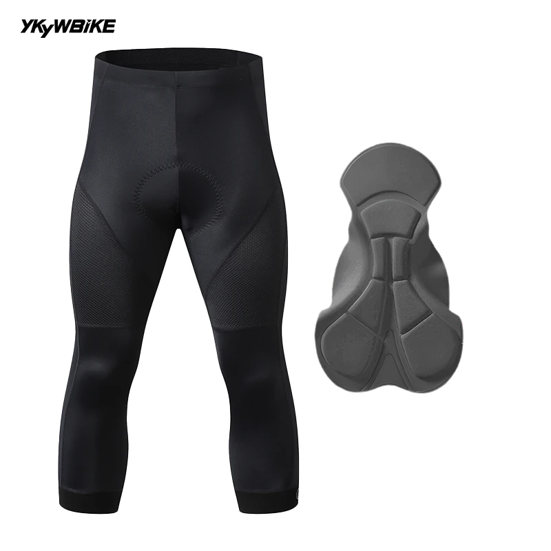 YKYW Road Bike Pro Team Men 3/4 Cycling Pants Black Tight 3/4 Bicycle Shorts MTB Summer Breathable Outdoor Wear Sports Clothing