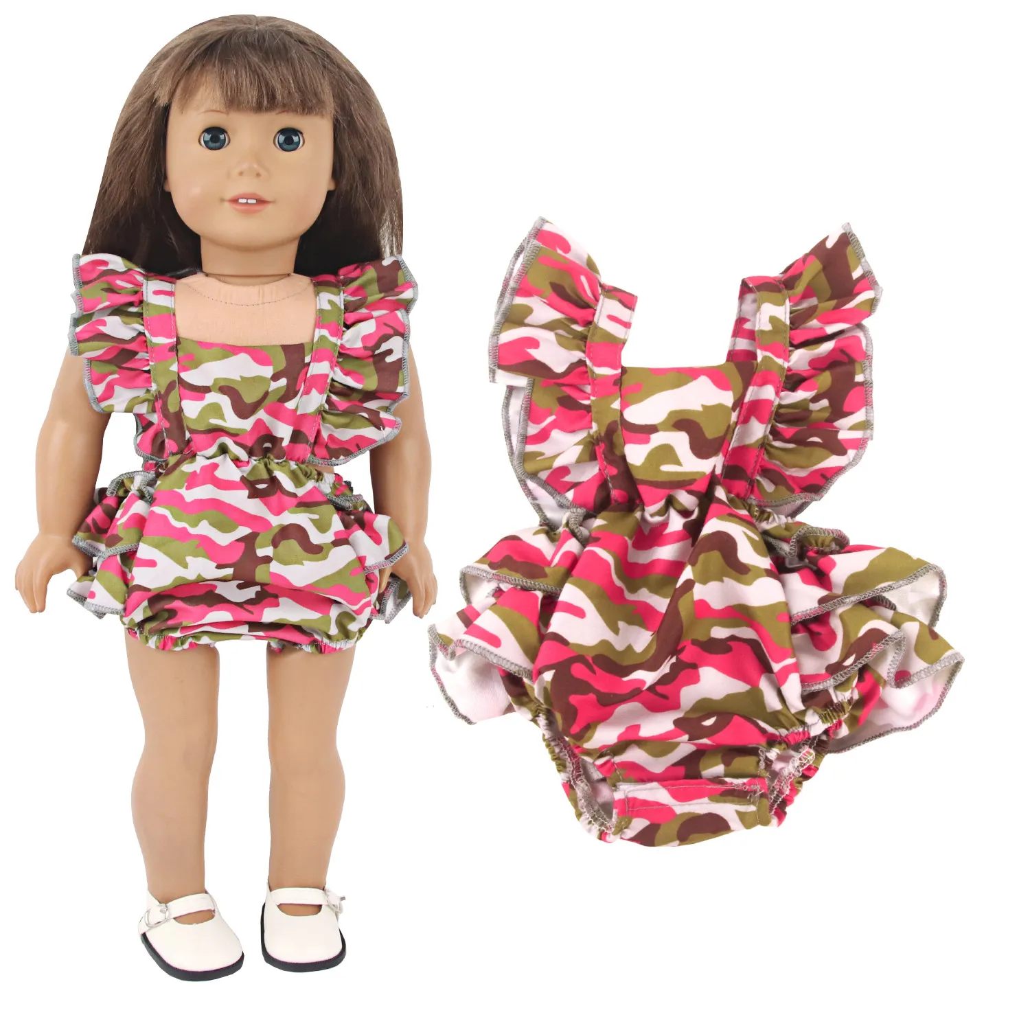 18 Inches American Doll Clothes Conjoined Camouflage Jumpsuits For 43 Cm Baby New Born&Russia DIY Girl Doll Accessories