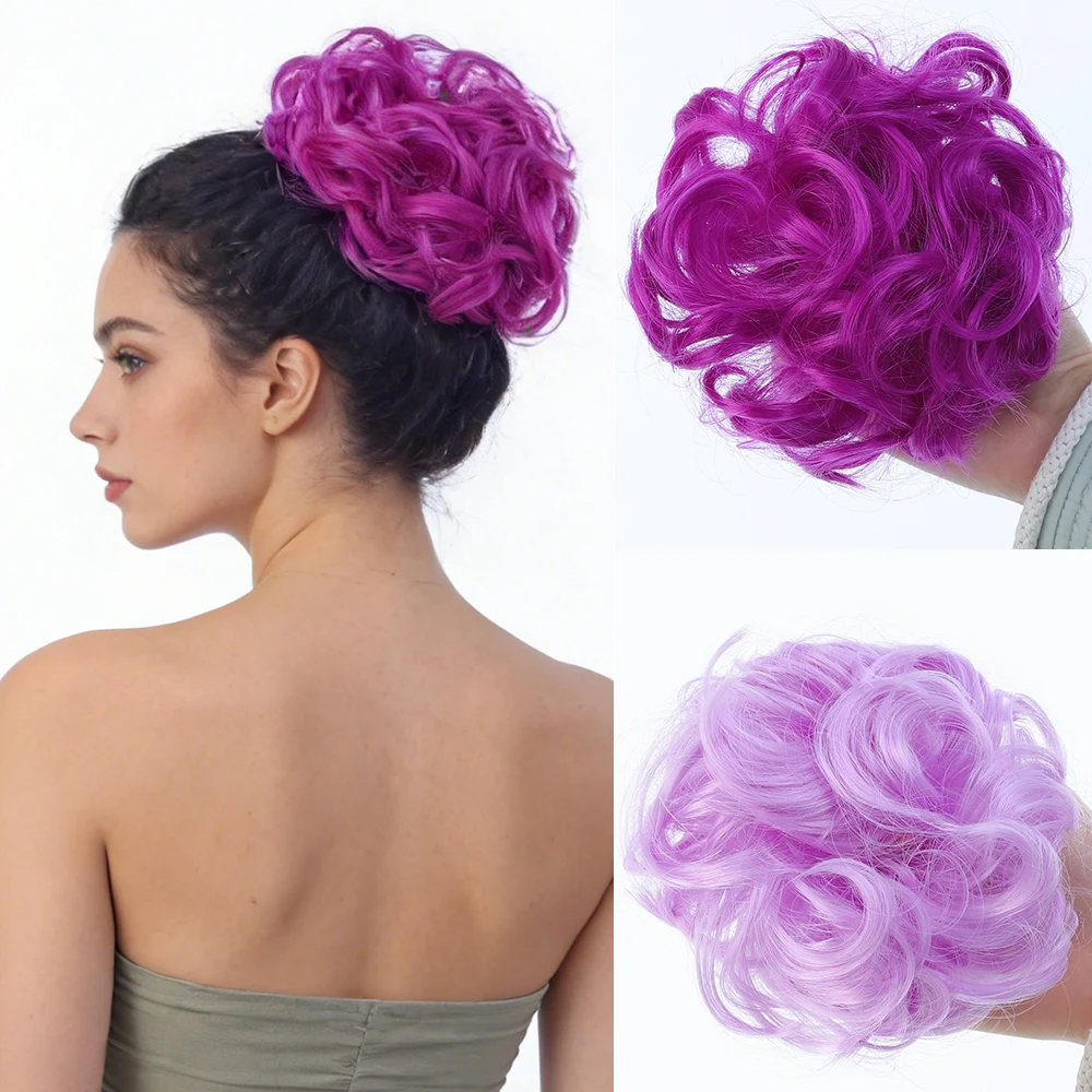 

Синтетический объемный пучок-шиньон премиум-класса, крупные кудрявые эластичные резинки для волос, накладные пряди для прически «пучок-пончик», светло-коричневые пряди для женщин