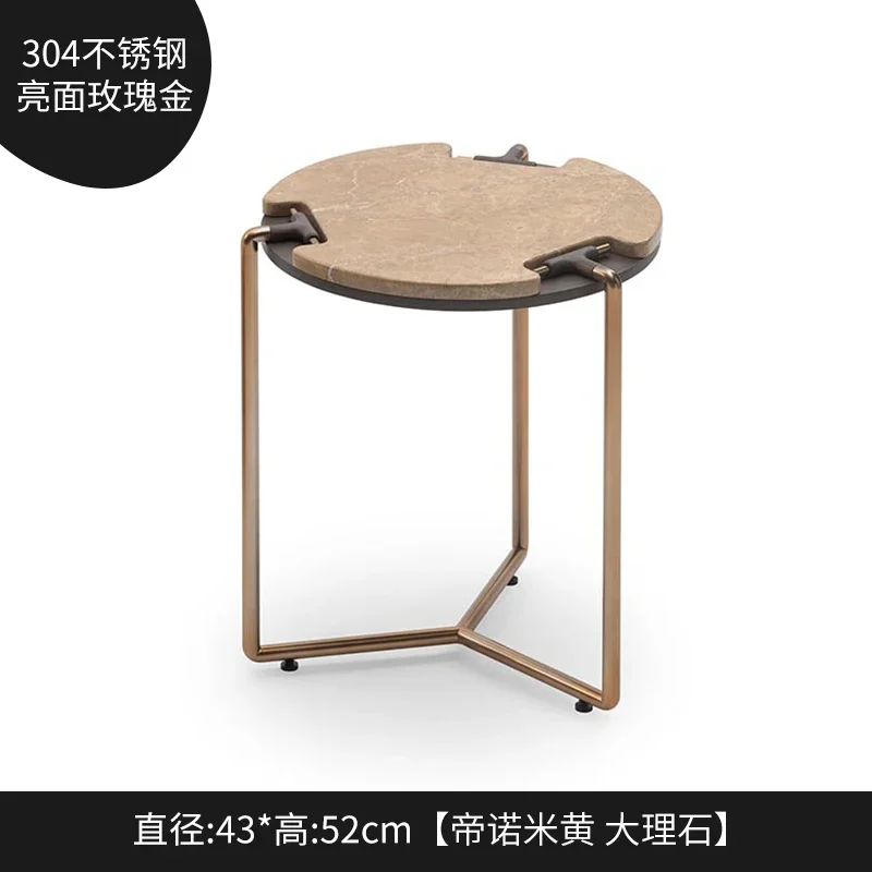 

Marble Sofa round Tea Table Balcony Leisure Light Luxury Creative Metal Craft Side Table