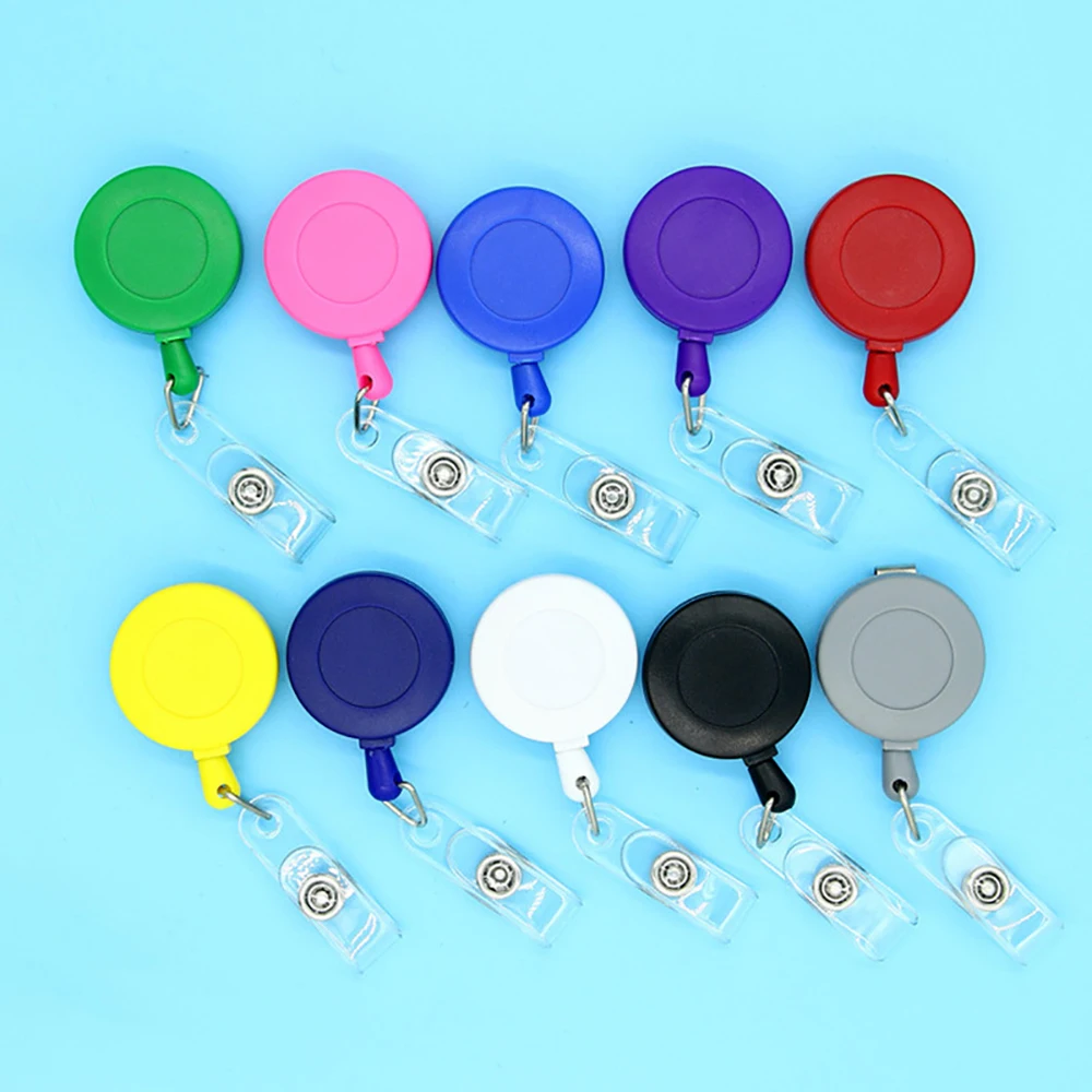 

Retractable Pull Badge Reel Plastic ID Lanyard Name Tag Key Ring Chain Clips Hospital Nurse Badge Holder Credential Holder