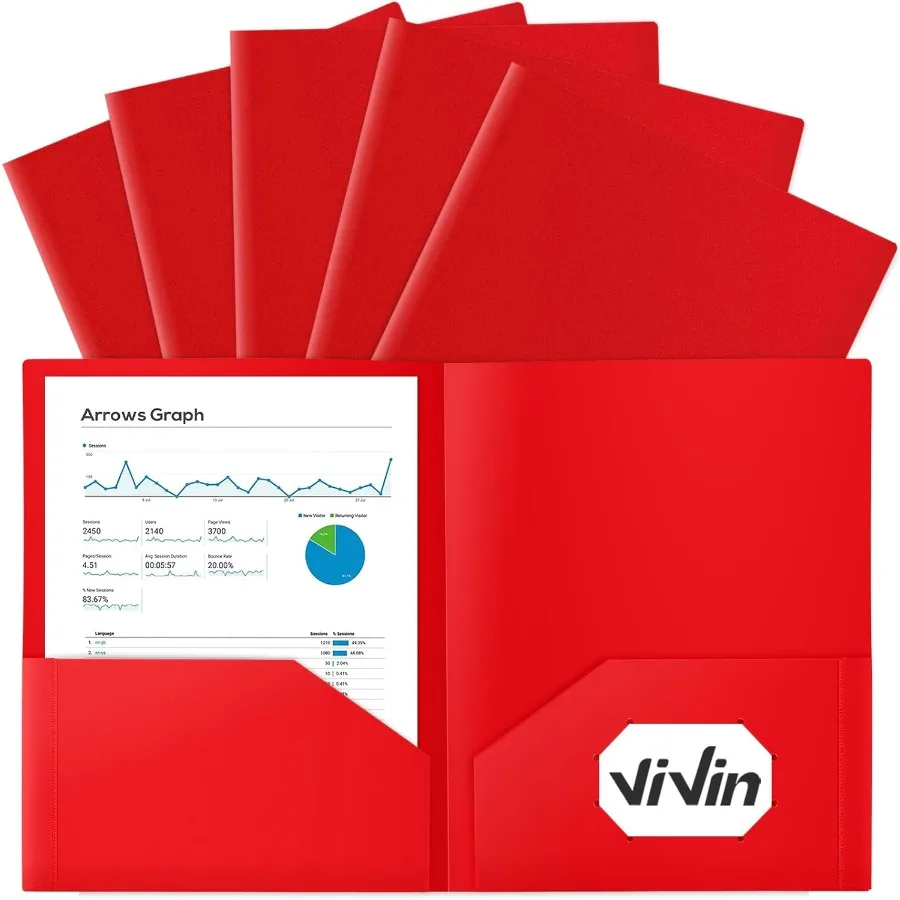 

12Pack Sturdy Plastic Folder with Pots Poly Folders with 2 Pot Plastic Pot Folder with Business Card Slot for School Home Offic