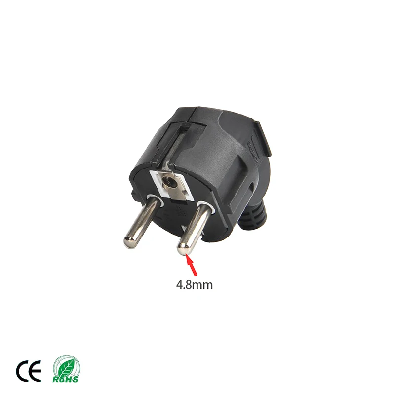 16A EU 4.8mm AC Electrical Power Rewireable Plug Male for Wire Sockets Outlets Adapter Extension Cord Connector Plug