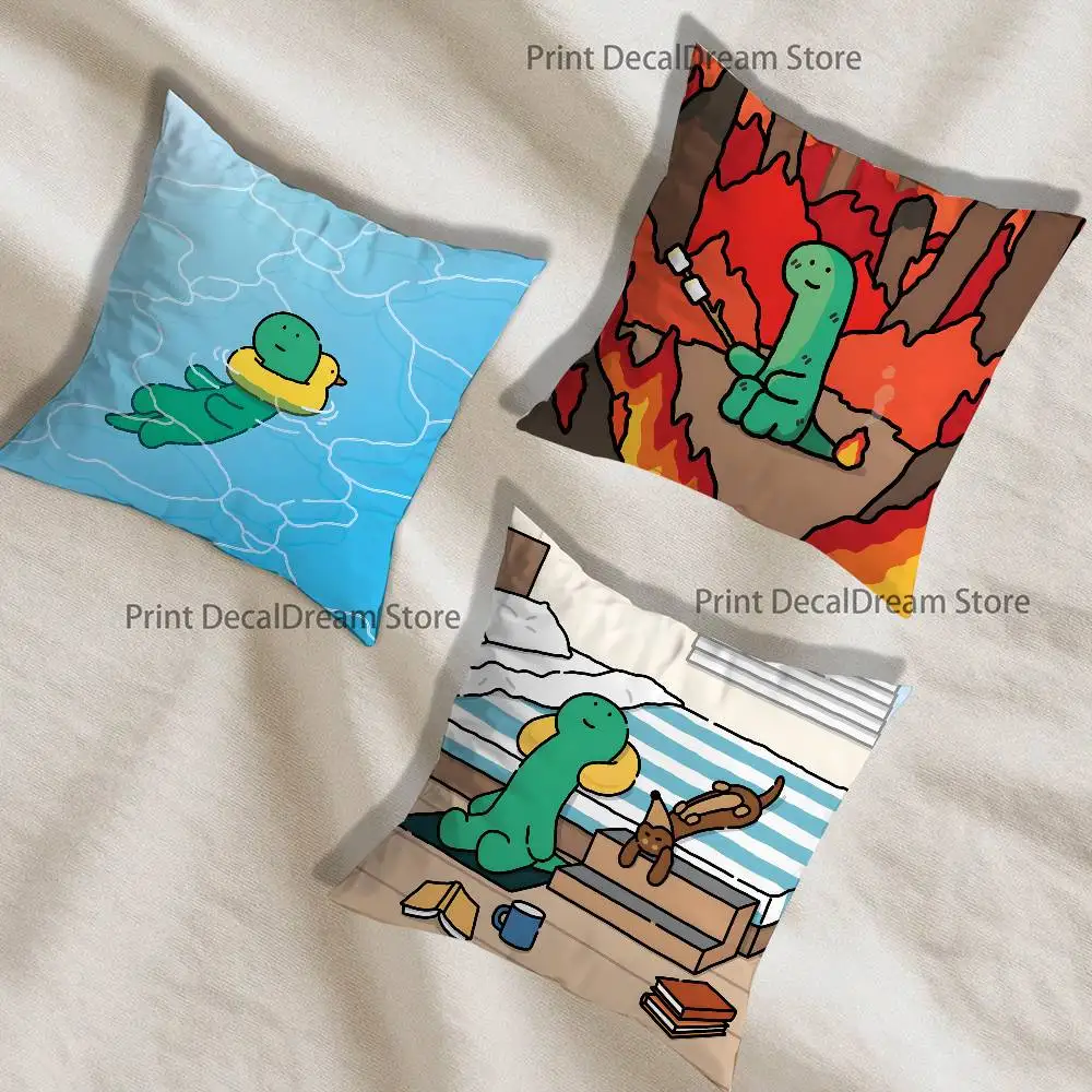 

Green dinosaur Brachio Printed Pillow Cover Cushion Case Simple Sofa Pillow Case No Pillow Core