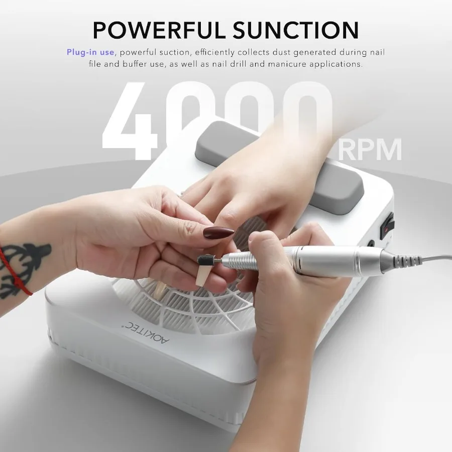 再利用可能なフィルター付きプロフェッショナルネイル集塵機: 48W DualUse 電動強力真空ファン集塵機 M