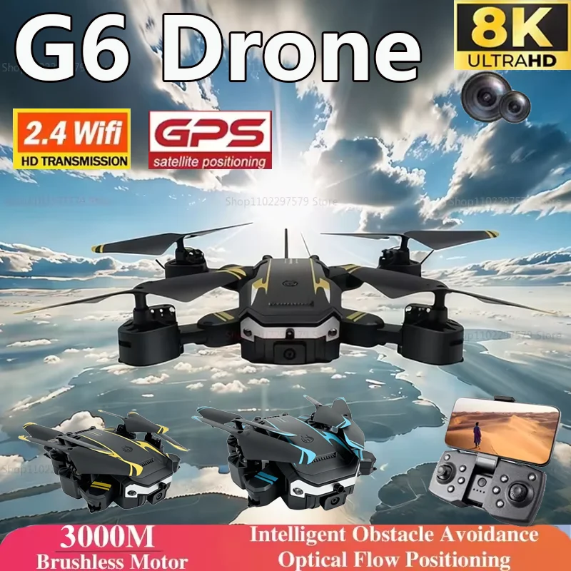 

3000M Range G6 Professional Foldable Drone With 8K HD Camera GPS Obstacle Avoidance RC Quadcopter WIFI Toy Gifts For Kids Adults