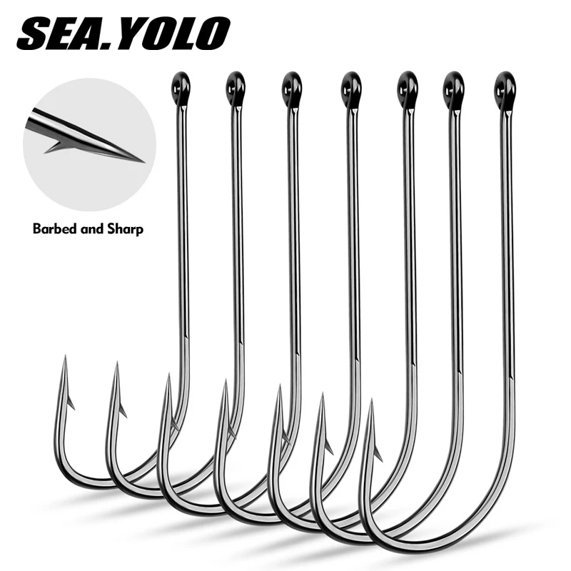 

Sea Yolo 50Pcs 22.5g-40g High Carbon Steel Sharp Fishing Hook Fly Fishing Accessories Jig Head Barbed Single Hook Fishing Tackle