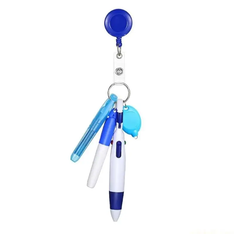 Acrylic Badges Holder with Multicolor Ballpoint Pen, Light and Clip