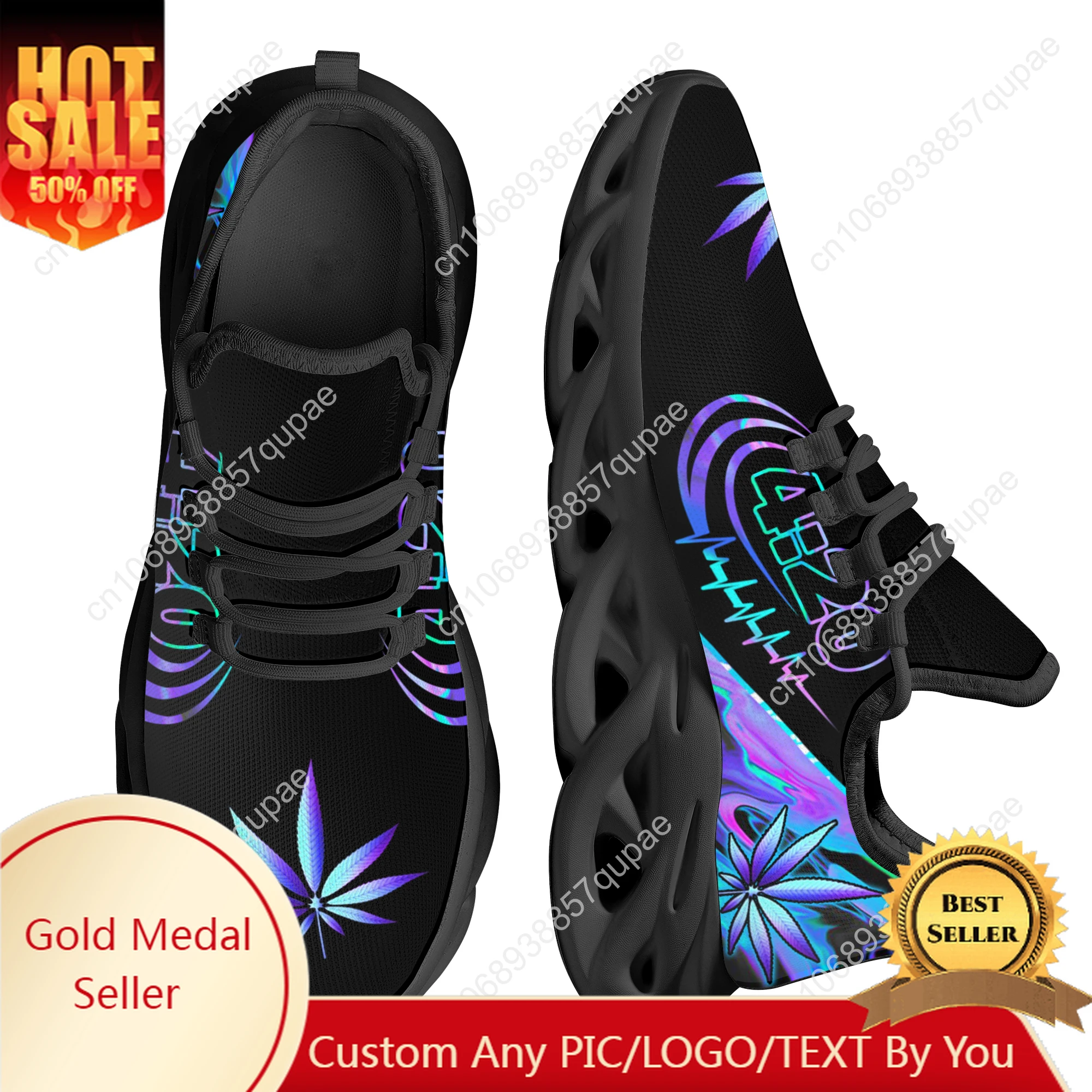 420 Blue Trippy Weed Pattern Flats Sneakers Shoes Mens Womens Sports Shoes Fashion High Quality DIY Sneaker Custom Made Shoe