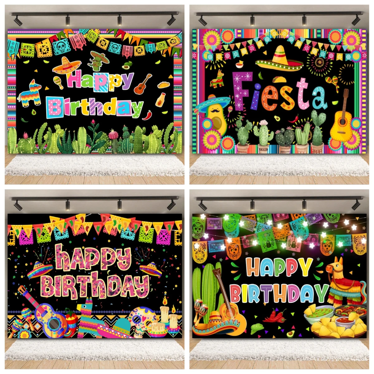 

Mexico Fiesta Backdrop Mexican Festival Cinco De Mayo Cactus Straw Hat Happy Birthday Carnival Party Photography Background Deco