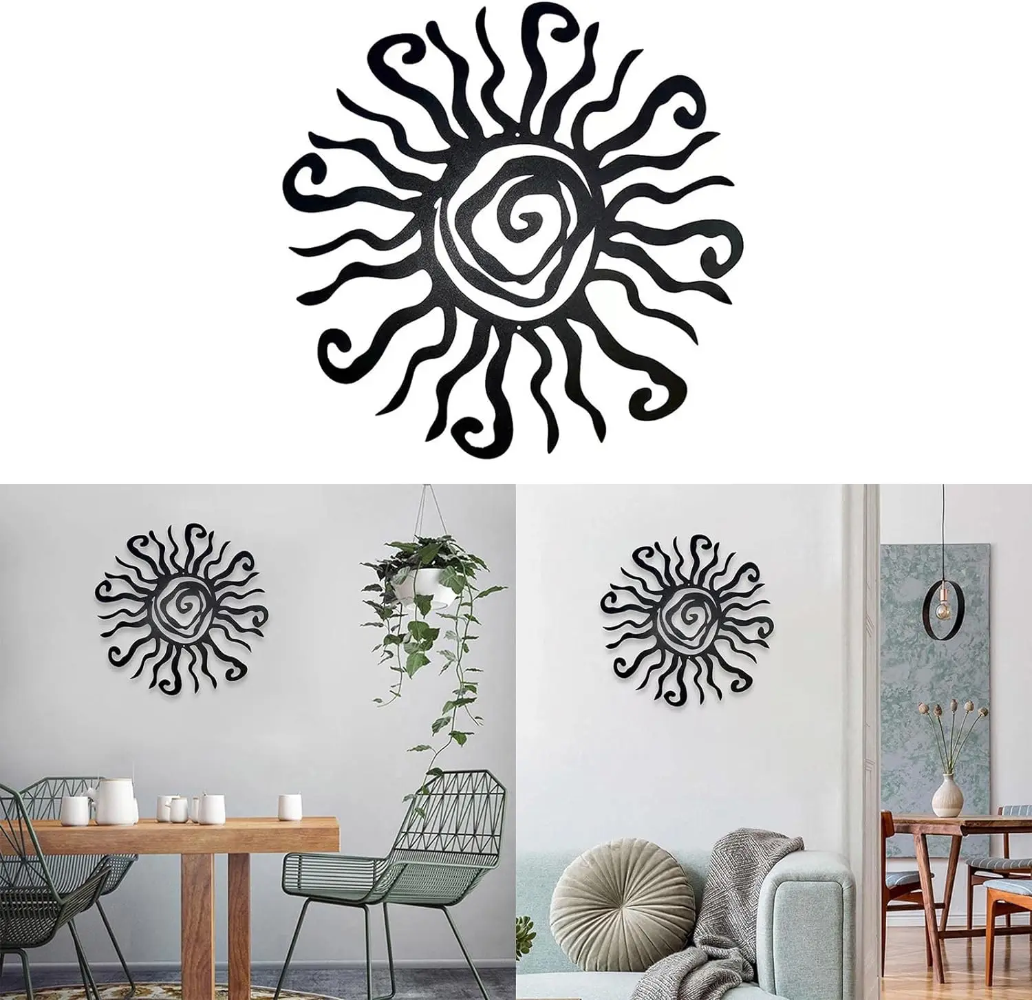 Metal Wacky Sun Home Wall Hanging Sculpture Iron Art Outdoor Decor Rust Proof Garden Home Farmhouse Patio Bedroom Background