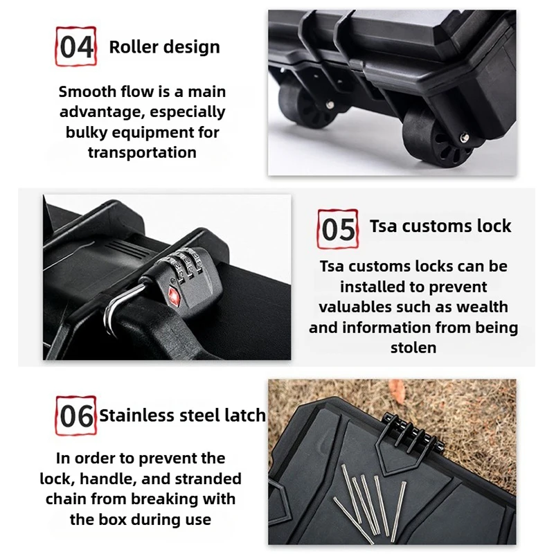 Stackable Toolbox Equipment Safety Protection Boxes Instrument Storage Organizer Boxes Outdoor Handheld Tactical Box with Lining