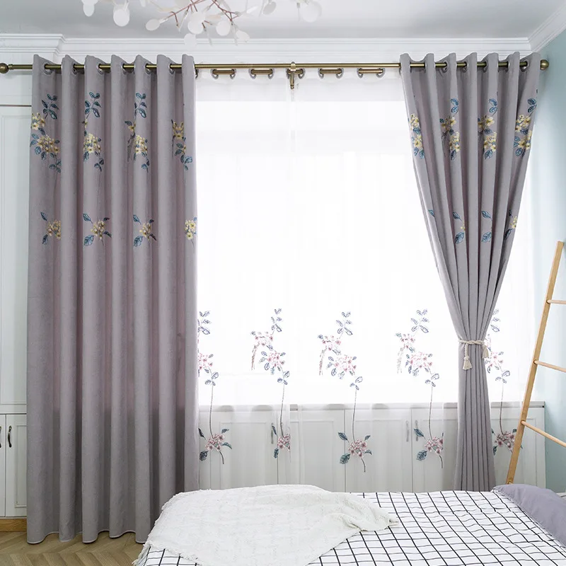 Chinese Style Chenille Embroidered Blackout Curtain Fabric Decoration Living Room Bedroom Window Screen Embroidered Curtains