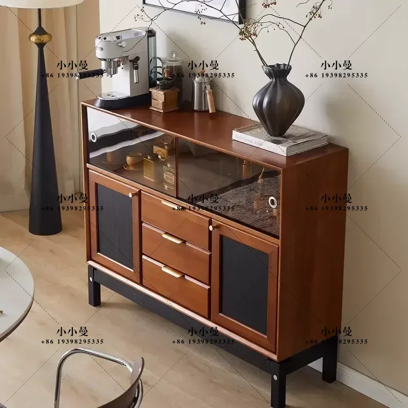 for Cabinet Antique Solid Wood Dining Side Cabinet Living Room Wall Storage Locker Household Boxwood Retro Side Cabinet