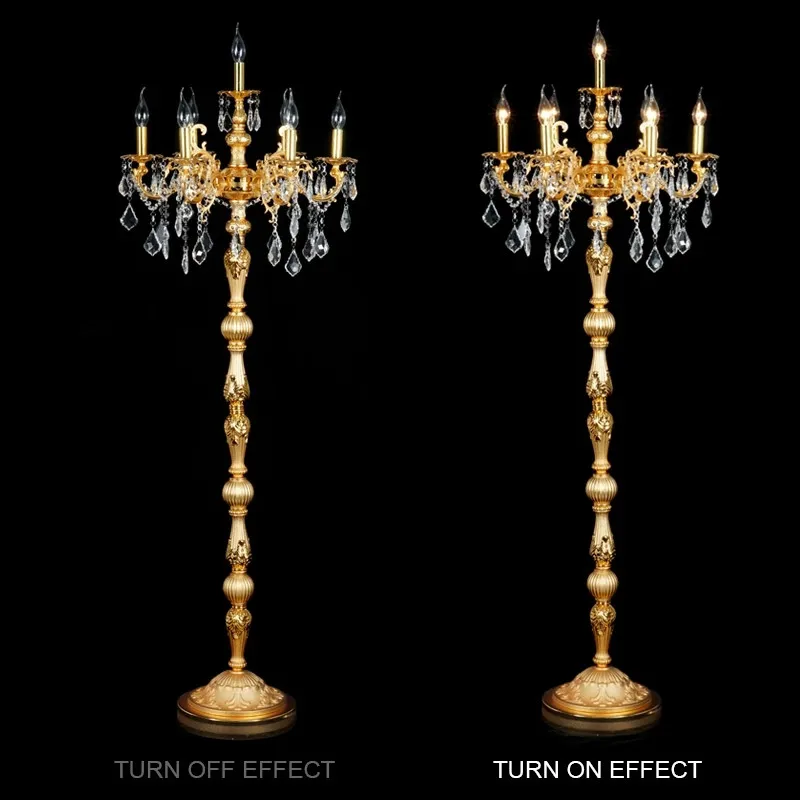 

Classic 7 Lights Crystal Floor Lamp, Floor Stand Light Fixture Cristal Lustre Candelabra Standing Lamp Centerpiece