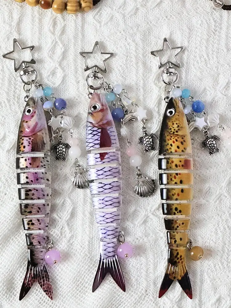 Porte-clés créatif en forme de poisson, breloques amusantes faites à la main pour sac de poisson, lanière de téléphone portable, pendentif de sac, accessoires de bijoux pour hommes et femmes