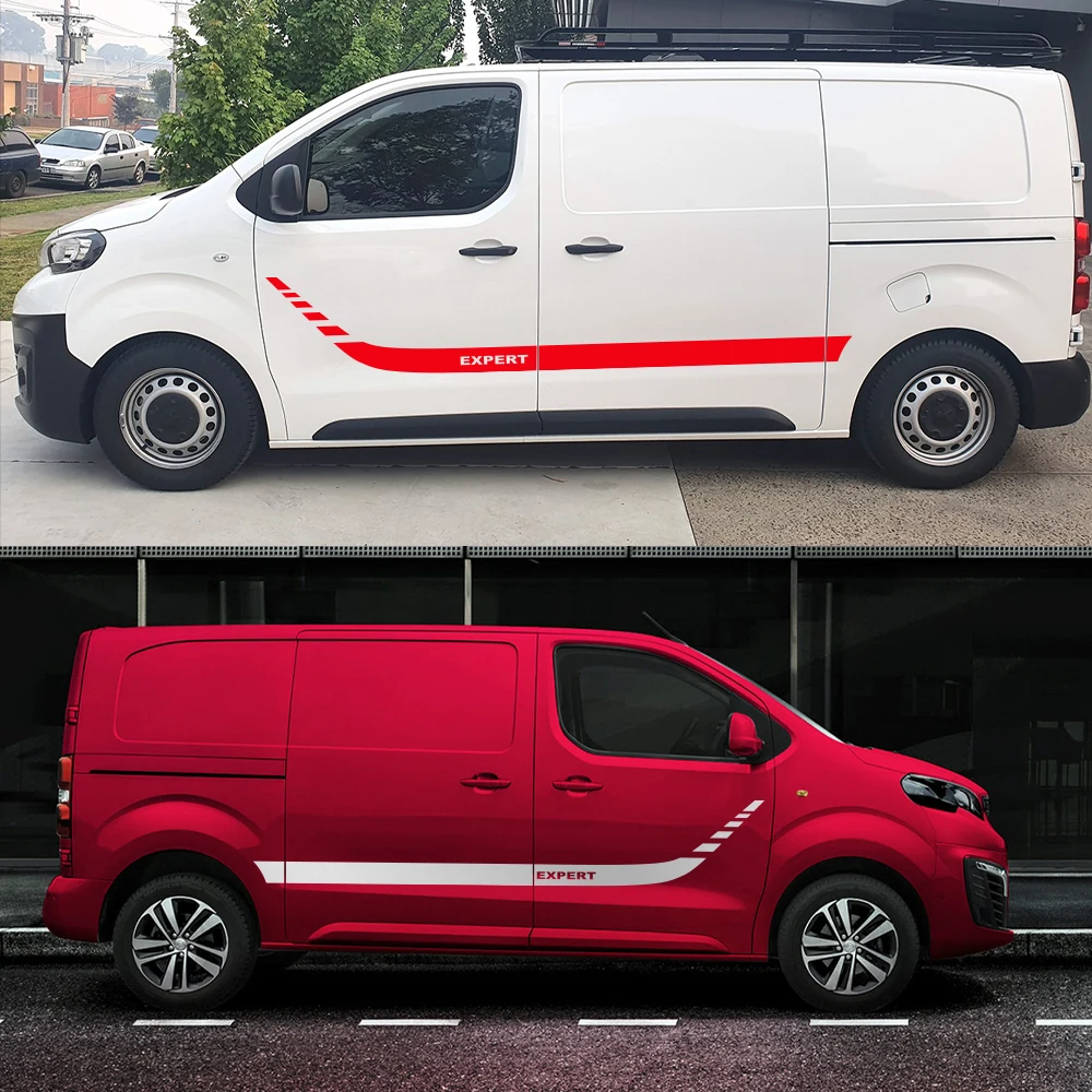 Car Door Side Stickers Sport Camper Van Hood Bonnet Graphics Stripes Decor Decals Auto Tuning Accessories For Peugeot Expert