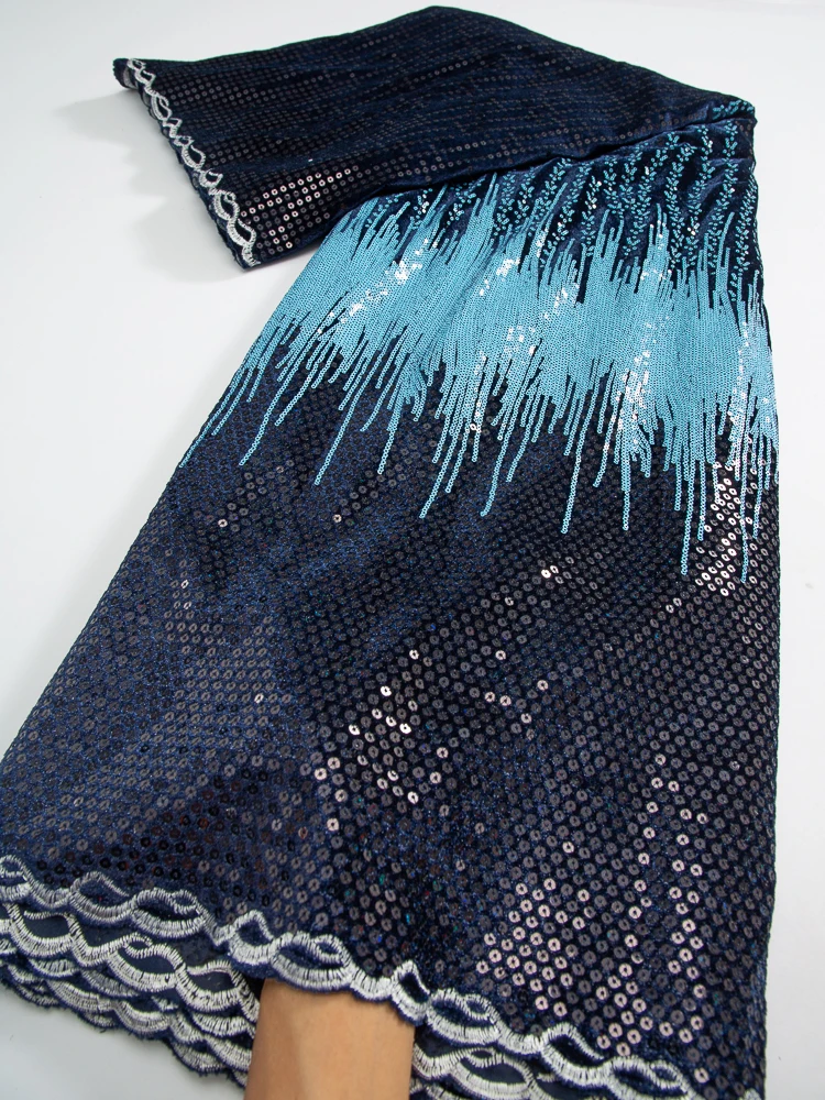 

African Sequined Velvet Lace Fabric 2024 High Quality French Nigerian Velvet Lace Fabric for Women Wedding Party Dresses TY3757