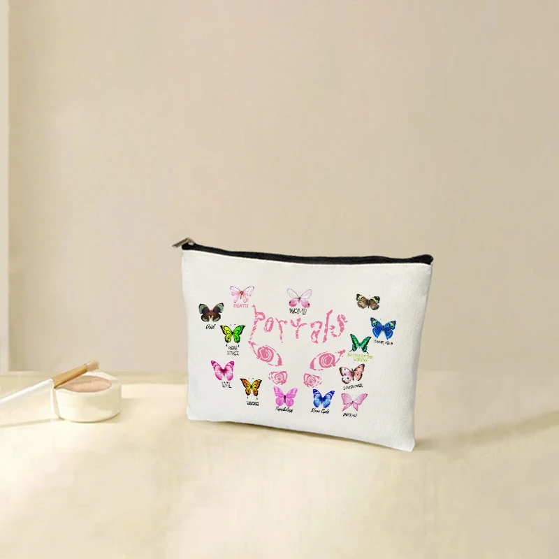 

Music Star Album Inspired Merch Makeup Bag Friendship Butterfly Gift for Women Zipper Cosmetic Pouch Jewelry for Music Love Fans