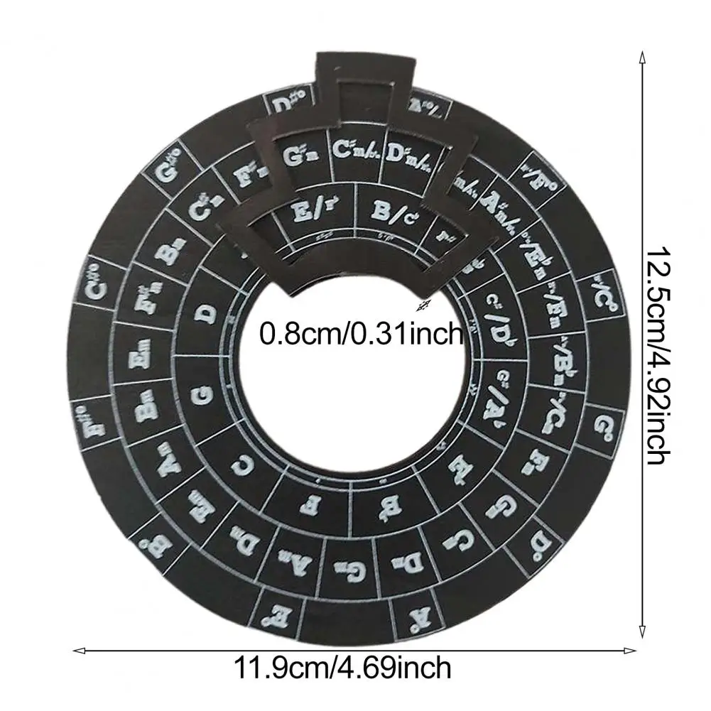 Roda de acordes de guitarra portátil círculo de quinta roda melodia ferramenta fácil de usar teoria da música ferramenta de aprendizagem para músicos caligrafia