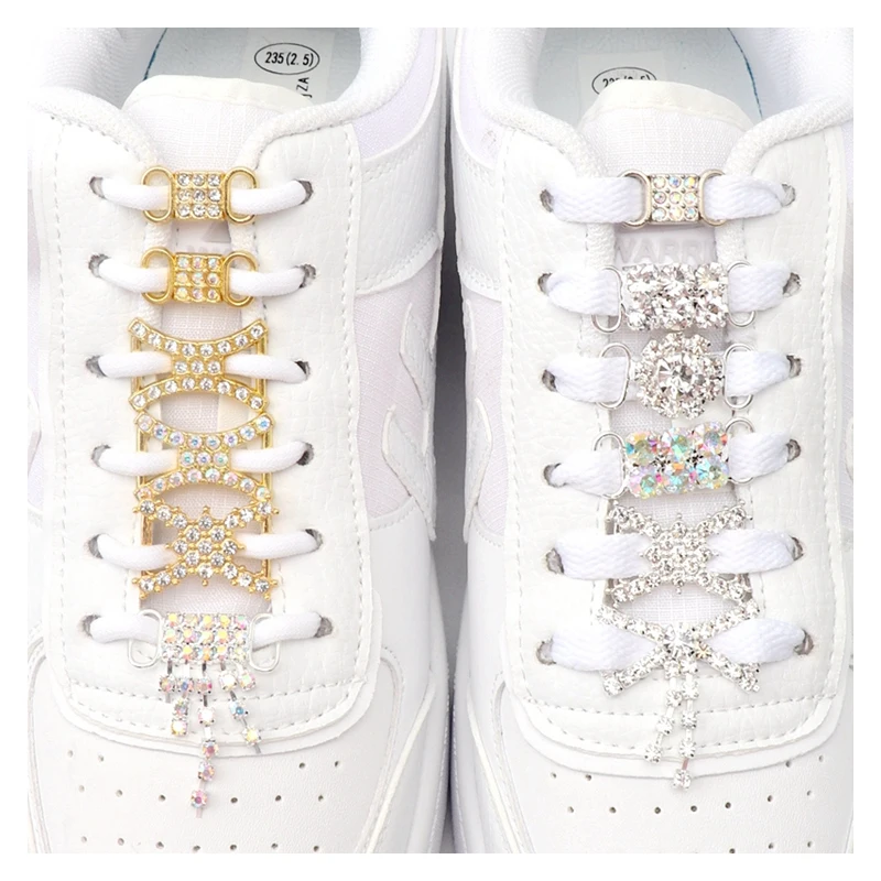 AF1 Diamond Shoelaces Metal Buckle Luxury Rhinestone Shoes Accessories Metal Laces Lock Sneaker Kits Shoe Decorations 2pcs/Pair