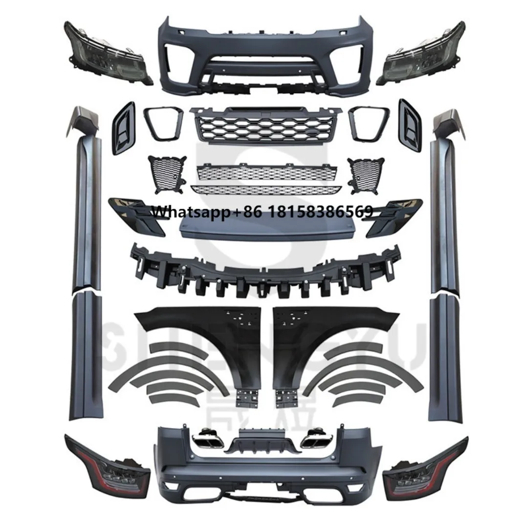 

Auto Accessories for RANGE ROVER SPORT 14-17 Upgrade to 18-21 SVR Model Bumpers Side Skirts Auto Lamps Fender