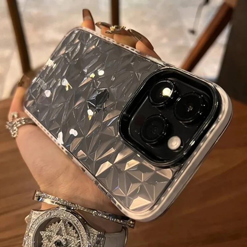 حافظة شفافة لامعة ماسية فاخرة لهاتف آيفون 17 Air 16 Pro Max 15 14 13 12 11 XS XR 7 8 Plus غطاء ممتص للصدمات ناعم #2