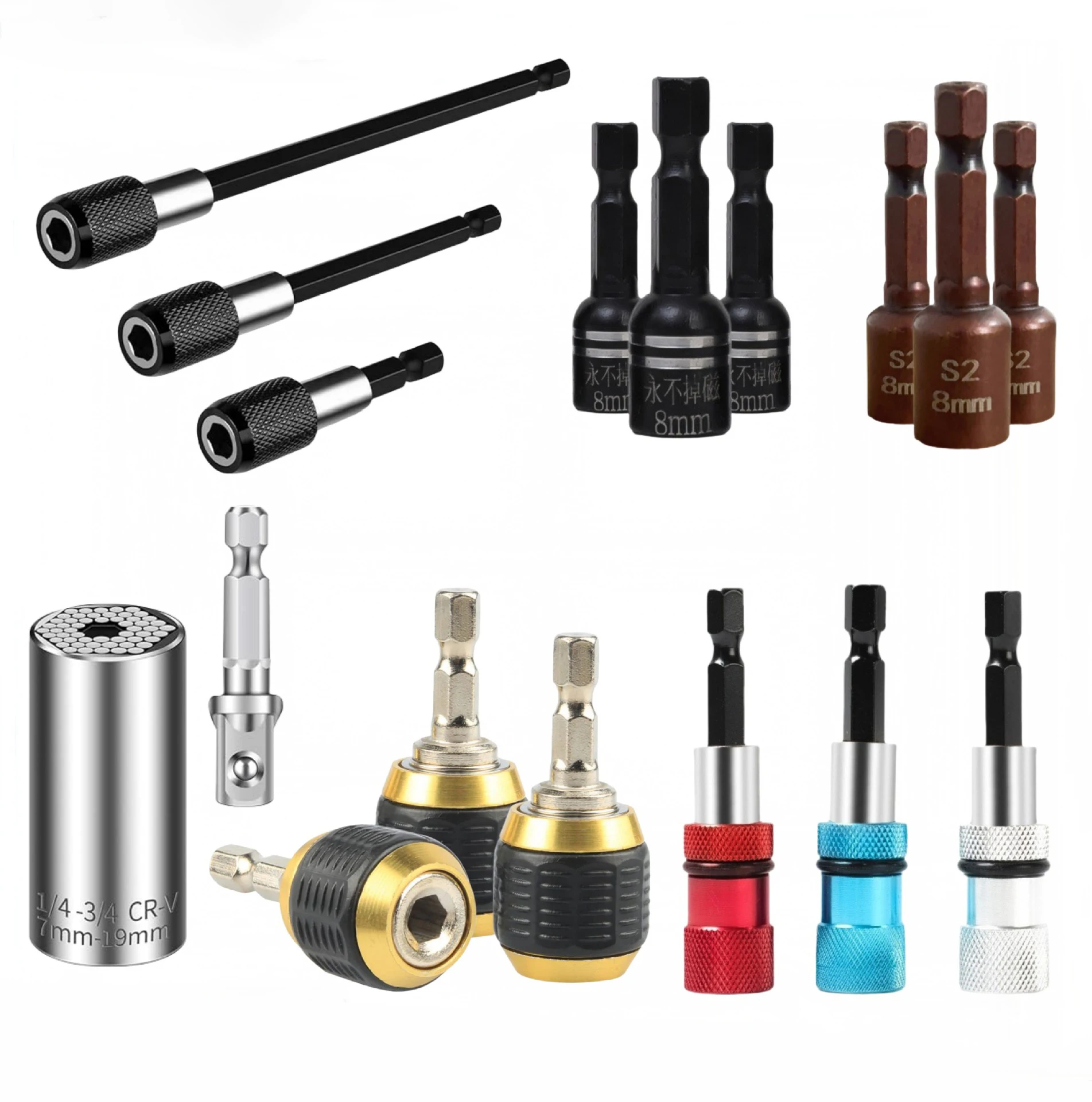 Hex Quick Release Locking Extension Rod, Drill Screwdriver Bit Extension Adapter, Quick Connect Bit Holder