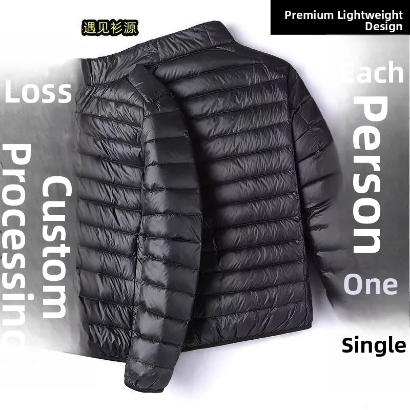

Autumn Winter Lightweight down Cotton Jaet Men ort Sle Stand Collar Hooded Middle Aged And Young Lightweight Thin Outer...