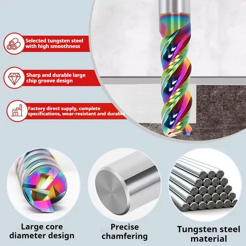 

3-Flute Carbide End Mill Diameter 1-20mm Suitable for Aluminum Fiberglass Acrylic Wood etc