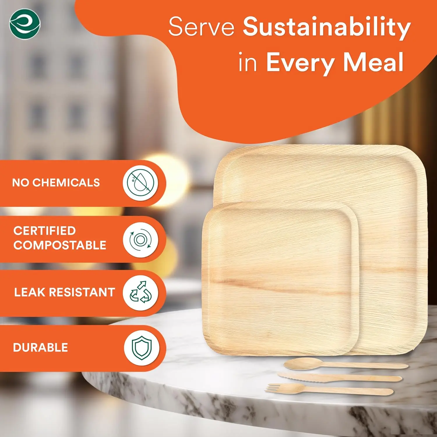 Compostable Palm Leaf Dinnerware Set For 75 Guests [10