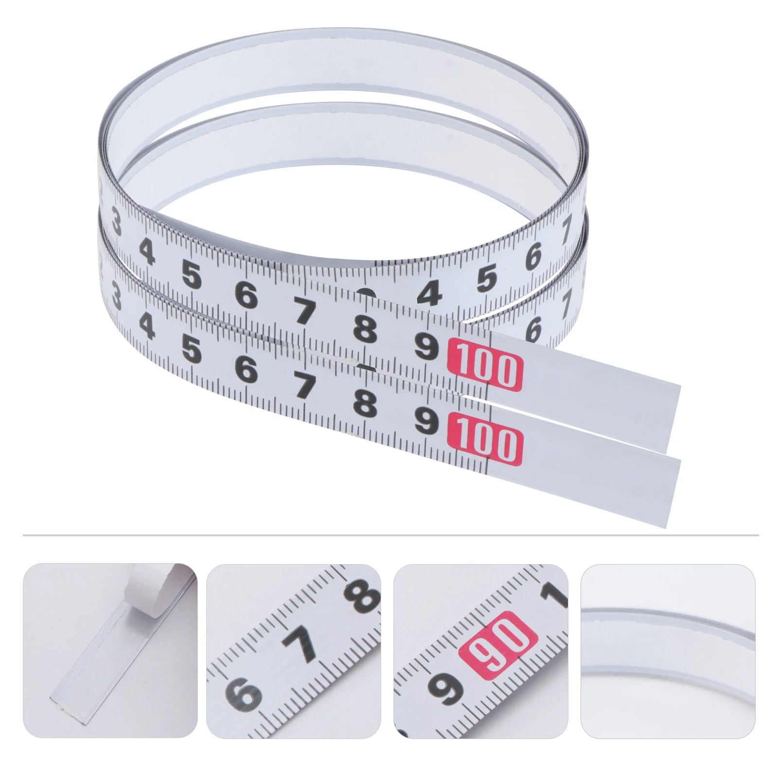 

2Pcs Self Measure Woodworking Ruler Stainless Steel Metric Scale Miter Scale Ruler Woodworking Tools Miter Track Tape