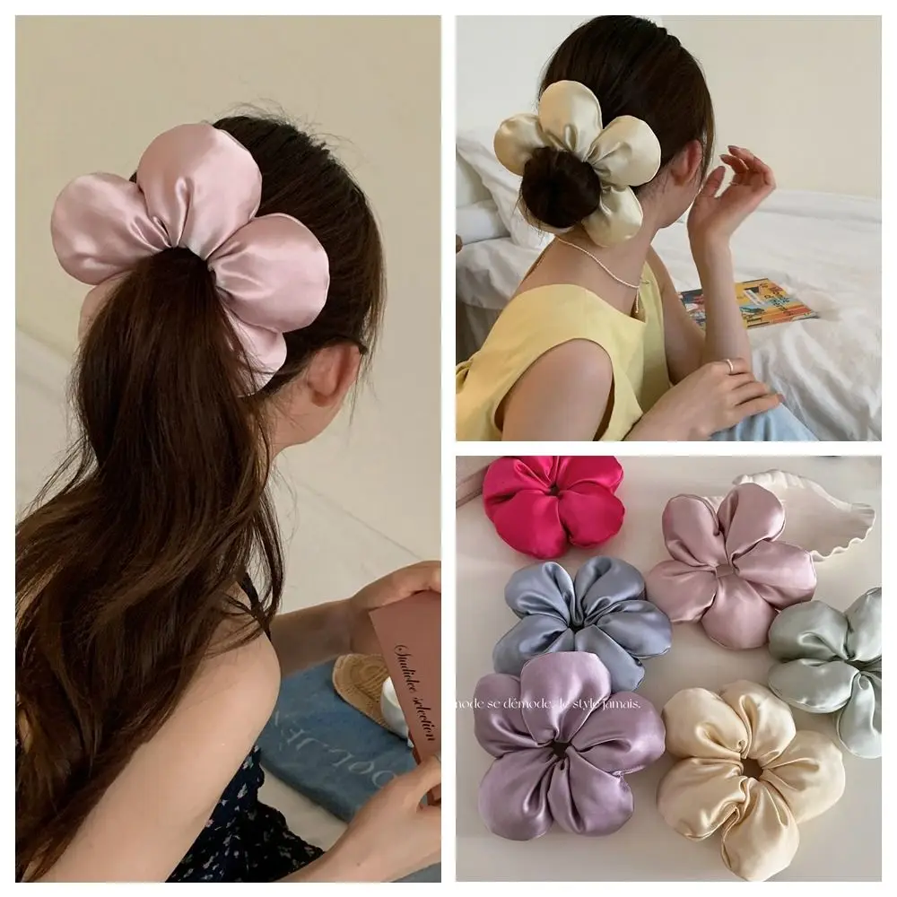 

Flower Shape Flower Scrunchies Oversize Cloth Exaggerated Hair Ring Korean Style Hair Tie Large Satin Hair Scrunchies Ladies