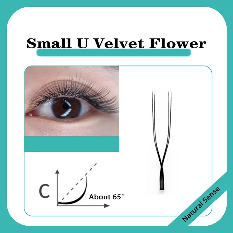 ELUVY U 字型パラレルフラワーまつげエクステンションマットブラックダブルヒント YY ボリュームソフトでふわふわつけまつげ