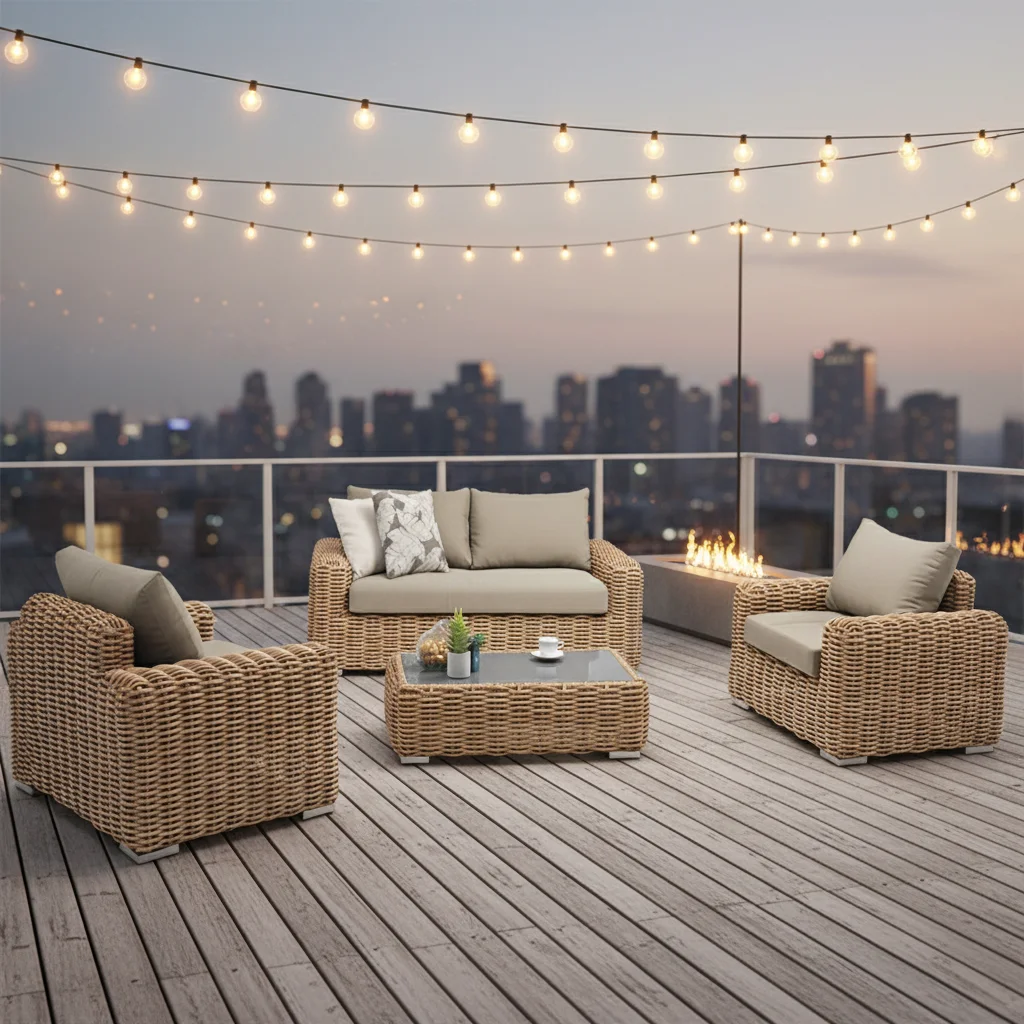 

Good Quality Best Sale Durable Traditional Modern Luxury Outdoor Furniture Set for Hotel Villa Garden Wicker Rattan Sofa Set