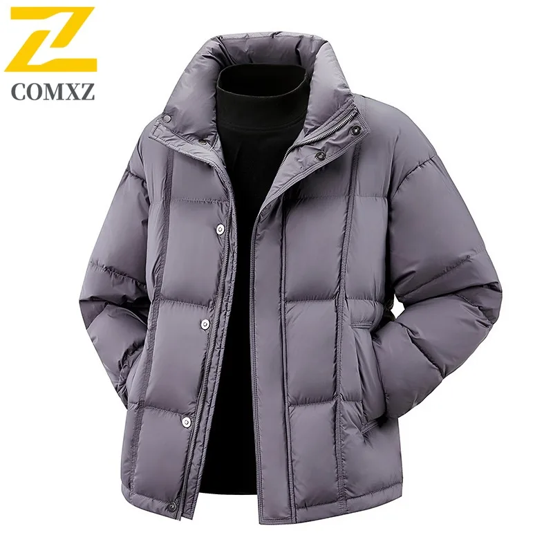 

COMXZ Высококачественная зимняя куртка, универсальная однотонная минималистичная дорожная пуховая куртка, стильная куртка-пуховик для катания на лыжах, мужская одежда