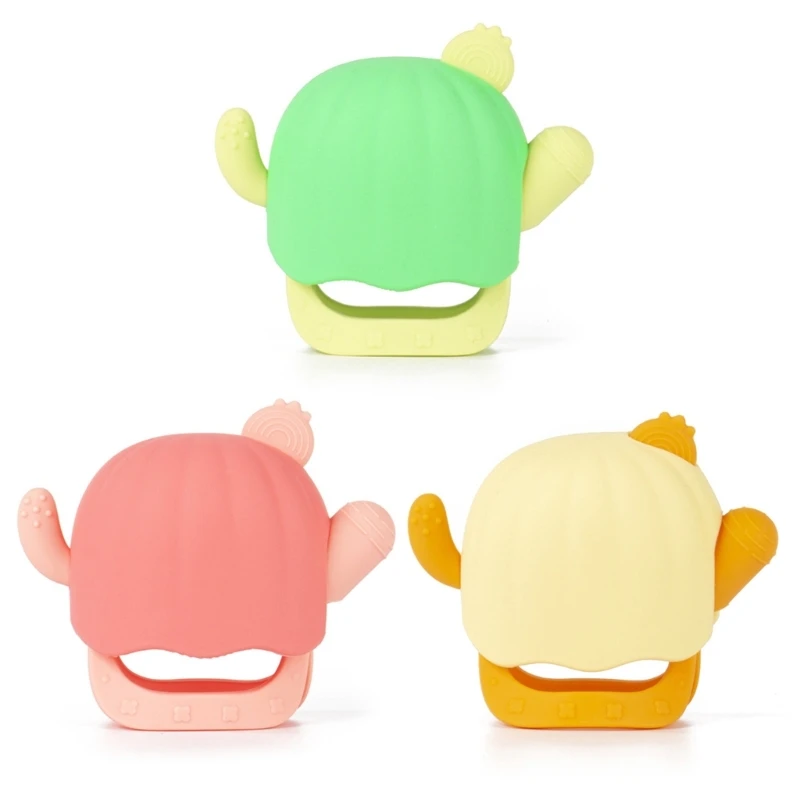 4XBD Silicone Bebê Mordedor Brinquedo Infantil Anti-Queda Mitten Dentição Brinquedo Cactus Mastigar Brinquedo